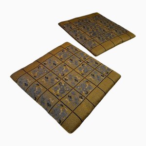Vintage Japanese Zabutons with Floral Weave Pattern, 1980s, Set of 2