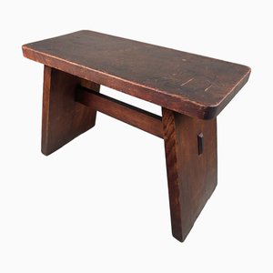 Sgabello piccolo minimalista in legno, anni '50