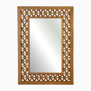Oak and Brass Mirror, 1970s
