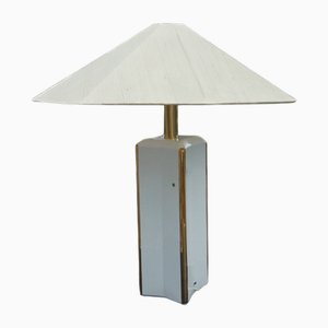 Lampada da tavolo con base in ceramica bianca di Leola
