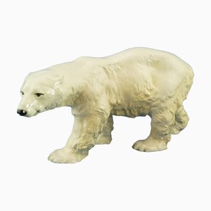 White Polar Bear Sculpture in Ceramic by Otto Jarl for Wiener Werkstatte Keramik, Austria, Early 1900s