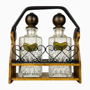 Carafes Tantalus Vintage pour Cognac et Whisky, Italie, 1960s, Set de 2