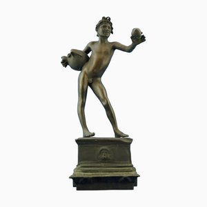 Vincenzo Gemito, Art Nouveau Nude Sculpture of Water Carrier with a Fountain, Late 1800s, Bronze