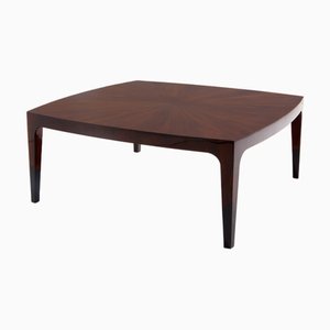 French Walnut Marquetry Square Coffee Table, 1970