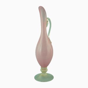 Jarrón moderno de cristal de Murano Zanfirico atribuido a Flavio Poli para la fábrica de vidrio Seguso, Italia, 1950
