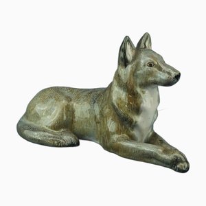 Art Deco Ceramic Sculpture Depicting a Wolf Dog from Liezen, Austria, 1970s