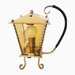 Vintage Laternen Tischlampe aus Messing, 1950er