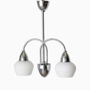 Bauhaus Chrome Pendant Light from Elektroinstala Jilove, Czechoslovakia, 1940s