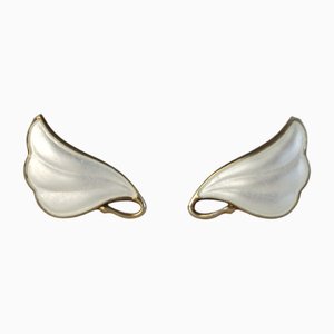 Mid-Century Ohrclips aus Sterling Silber & Emaille von Arne Nordlie, 1960er, 2 . Set