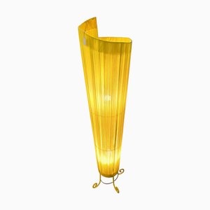 Lampadaire Mid-Century en Tissu Jaune, 1960s