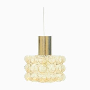 Grande Suspension Mid-Century en Verre Bullé Ambré par Helena Tynell pour Limburg, Allemagne, 1960s