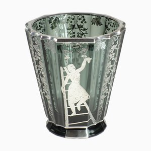Art Deco Silver Glass Vase by Arrigo Finzi, 1930
