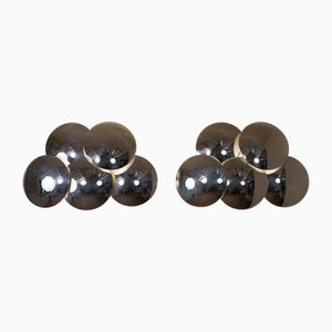 Appliques Murales Vintage avec Disques en Acier Chromé par Goffredo Reggiani, 1970s, Set de 2