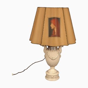 Vintage Tischlampe aus Keramik & Papier, 1950