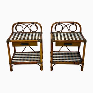 Tables de Chevet Vintage en Damier, 1970s, Set de 2