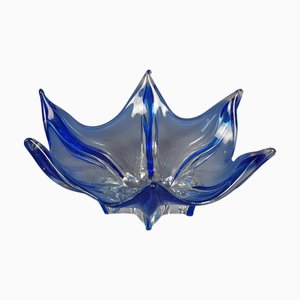 Milieu de Table en Verre de Murano Bleu Transparent, 1970
