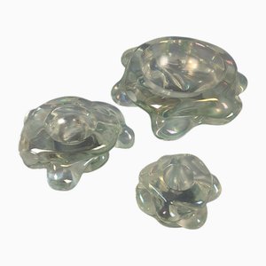 Antique Triptych of Bowls in Murano Glass by Barovier & Toso, 1940, Set of 3