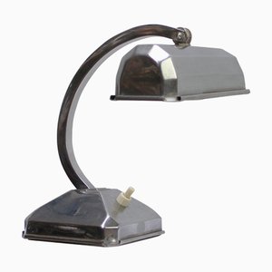 Vintage Art Deco Silver Bankers Desk Light