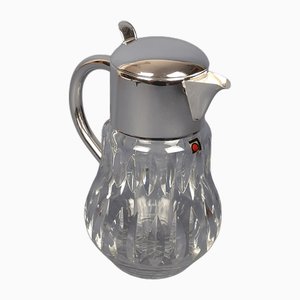 Cut Crystal and Silver Plated Brass Pitcher, 1960s