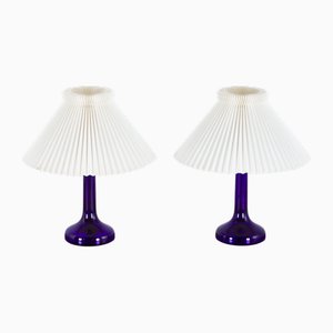 Tiefblaue Tischlampen von Holmegaard für Le Klint, Dänemark, 1970er, 2er Set
