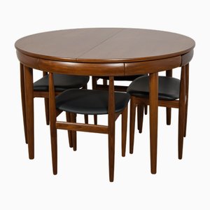 Mid-Century Teak Dining Table & Chairs by Hans Olsen for Frem Røjle, Denmark, 1960s, Set of 5