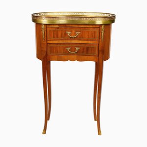 French Louis XV Style Marquetry Side Table with Ormolu Mounts, 19th Century