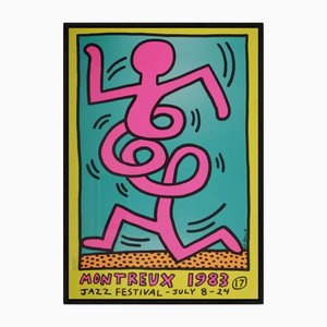 Erstausgabe Montreux Jazz Festival Siebdruck Poster nach Keith Haring, 1983