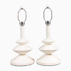 Plaster Lamps in the style of Alberto Giacometti and Jean Michel Frank, France, 1970s, Set of 2