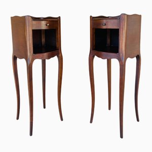 Tables de Chevet Style Louis XV en Noyer, 1940s, Set de 2