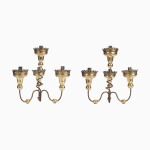 Candelabros de mesa de cuatro brazos, década de 1700. Juego de 2