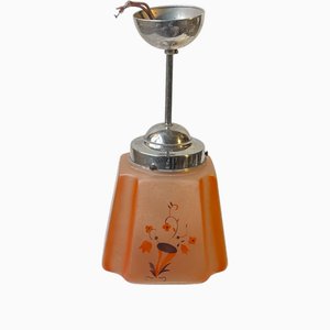 Scandinavian Art Deco Pendant Lamp in Nickel and Colored Glass, 1930s
