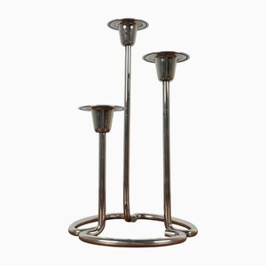 Silberner Vintage Kerzenhalter aus Metall mit 3 Zweigen