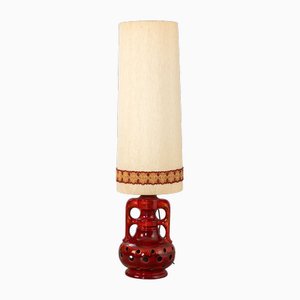 Tall Red Glazed Ceramic Lamp from Vallauris, France, 1960s