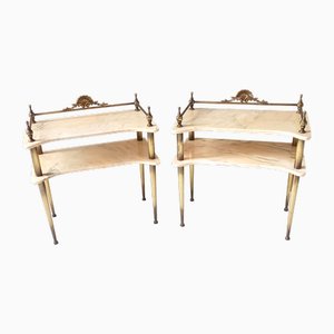 Tables de Chevet avec Plateau en Marbre et Pieds en Laiton, Italie, 1960s, Set de 2