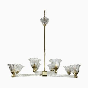 Venezianischer Art Deco Kronleuchter mit 8 Leuchten von Barovier, 1940er