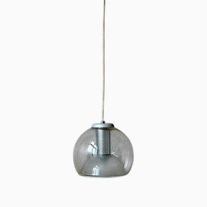 Glass and Silver Metal Pendant Light from Egoluce, 1980s