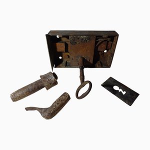 Lucchetto della fortezza dei Cavalieri Templari con chiave grande e perni in acciaio, set di 5