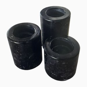 Bougeoirs Vintage en Marbre Marquinia Noir, Set de 3