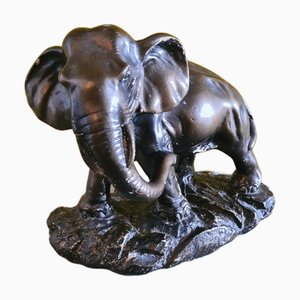 French Plaster African Elephant, 1950s