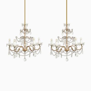 Crystal Chandeliers 1950s, Set of 2