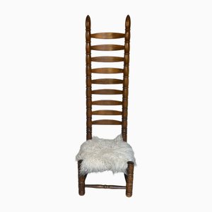 Sedia vintage scultorea con schienale alto, anni '70