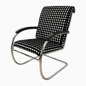 KS 46 Sessel aus verchromtem Stahlrohr, Samt & Lack von Thonet, Deutschland, 1932