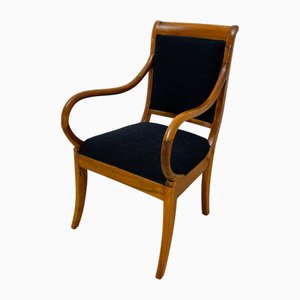 Biedermeier Armchair in Walnut & Black Boucle, South Germany, 1835