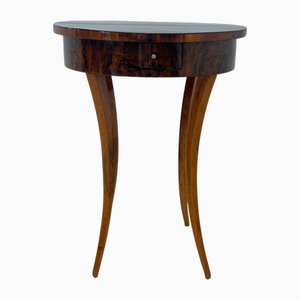 Oval Biedermeier Side Table with Drawer in Walnut Veneer, South Germany, 1820