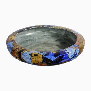 Bursley Ware Keramik Vogelschale von Frederick Rhead, 1930er