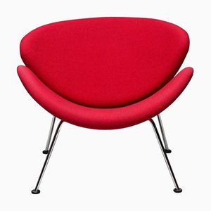 Silla Slice Mid-Century moderna en rojo y naranja de Pierre Paulin para Artifort, 1990