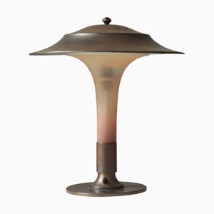 Lampe de Bureau Torche Art Déco en Laiton et Verre attribuée à Fog & Mørup, Danemark, 1930s