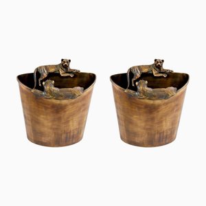 Ice Buckets in Bronze Patinated Metal, Set of 2