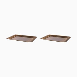 Trays with Patinated Brass Finish, Set of 2