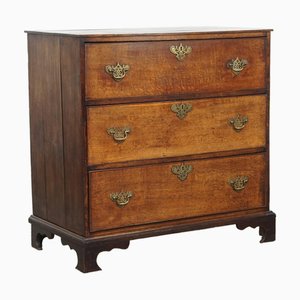 Antique 18th Century English Chest of Drawers with 3 Drawers and Original Fittings